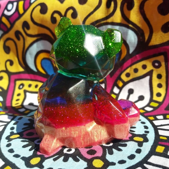 🧸SOLD🧸Teddy Bear Resin Sparkle Art Cute Gift Handmade Epoxy Artisan Bears - Picture 10 of 15